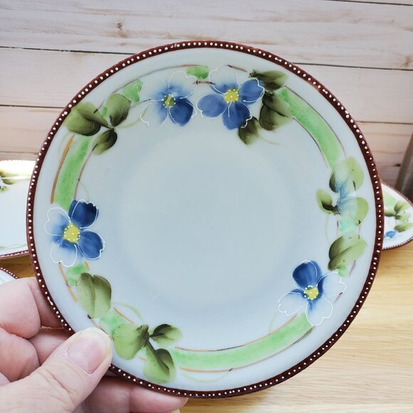 Set Of 6 VTG MCM Hand Painted Plates Made In Japan Floral Design 6.5 inch 1950s - Picture 2 of 12